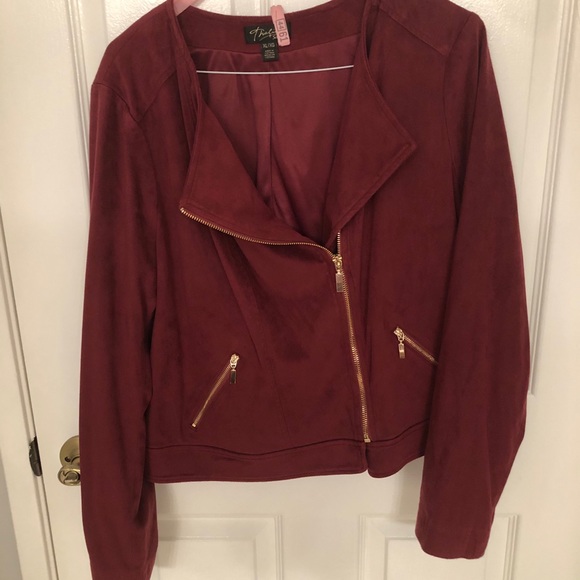 Thalia Sodi Jackets & Blazers - Thalia Maroon Suede Jacket